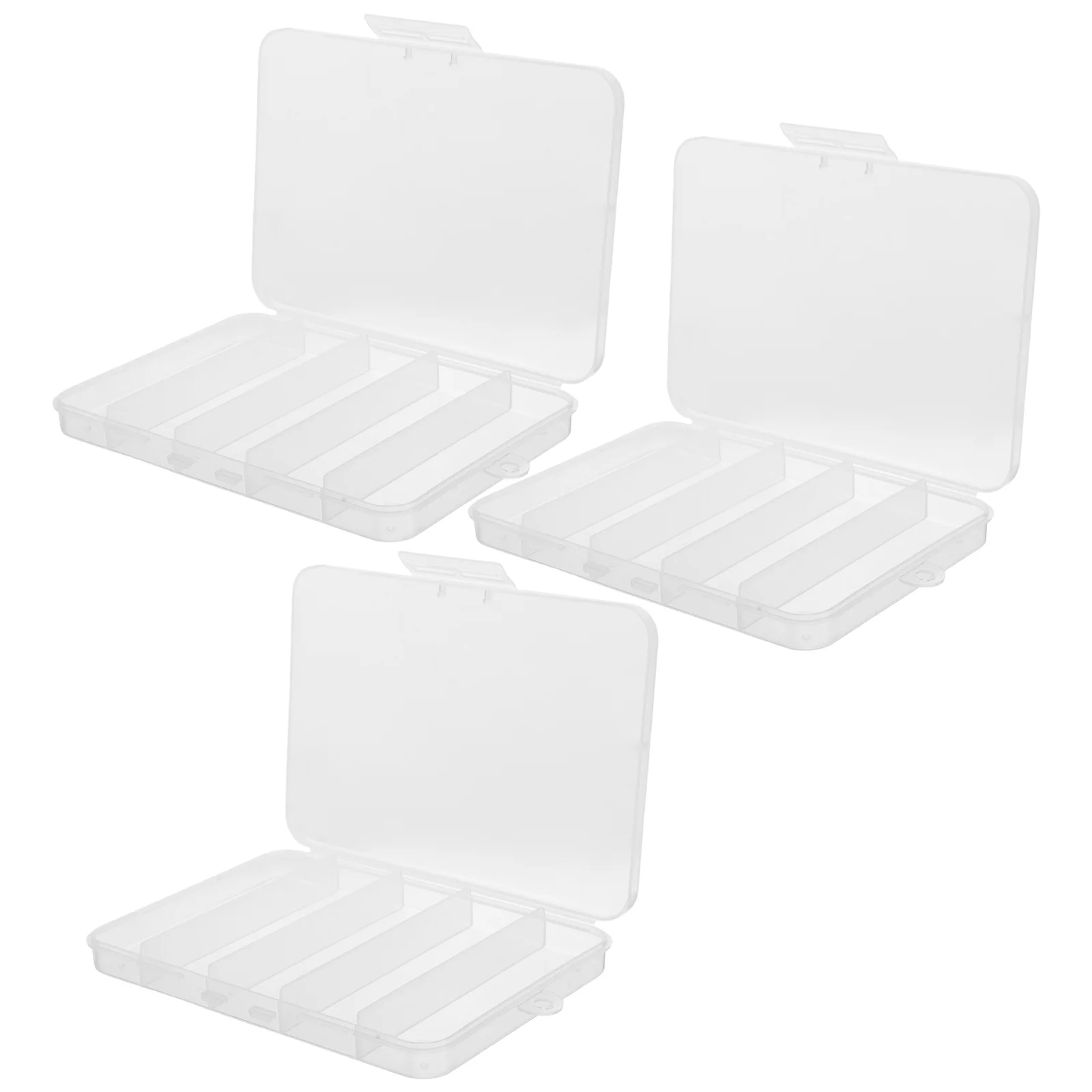 3 pezzi 5 griglie scatola organizer in plastica trasparente per strumenti piccole viti perline gioielli artigianato fai da te contenitore di stoccaggio attrezzatura da pesca