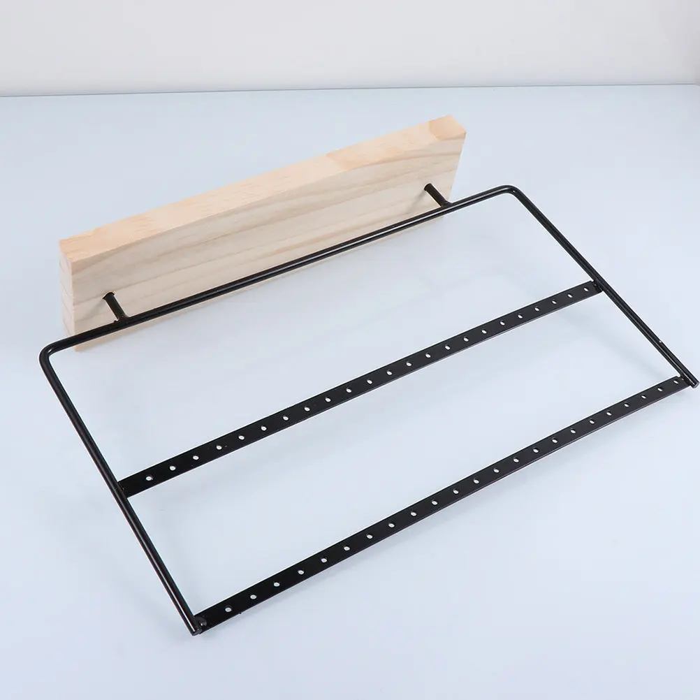 

2Pcs Heavy Duty Iron with Solid Wood Base Earring Stand Jewelry Display Rack Organize Earrings Ear Studs Dangle Hoops in Retail