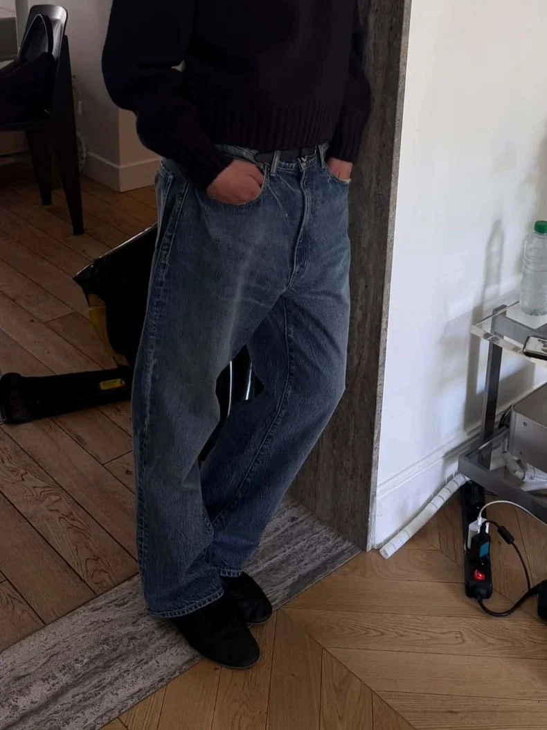 

Зимние джинсы 2026 года с высокой талией, свободного кроя, на флисовой подкладке, светло-голубые, в ретро-стиле, женские, модные, без бренда