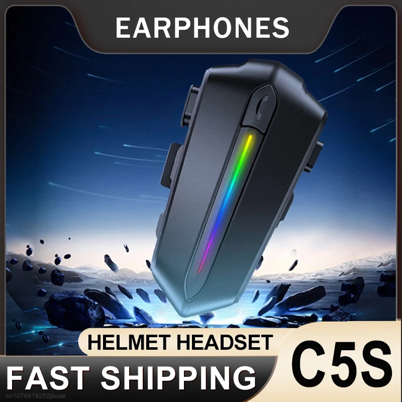 

C5S гарнитура для шлема мотоциклетные беспроводные Bluetooth стереонаушники мото универсальная громкая связь HD вызов шумоподавление длительный режим ожидания