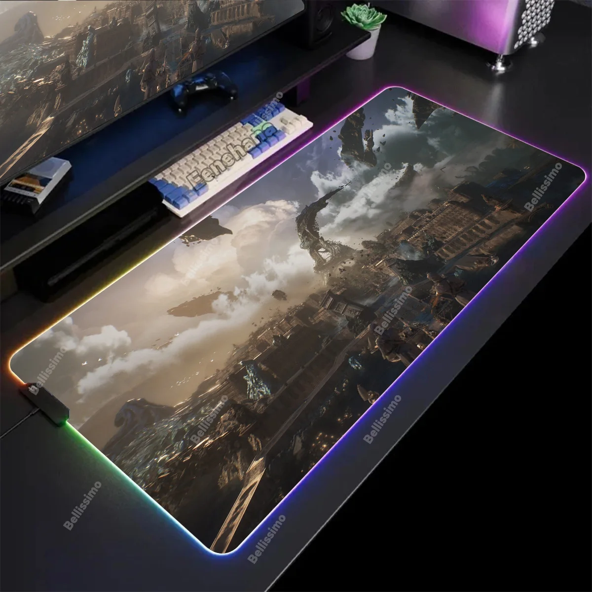 XXL RGB Alas Meja Clair Obscur Ekspedisi 33 Lampu LED Alas Meja RGB Alas Mouse Anime Gaming Mouse Pad Backlit Desktop Karet