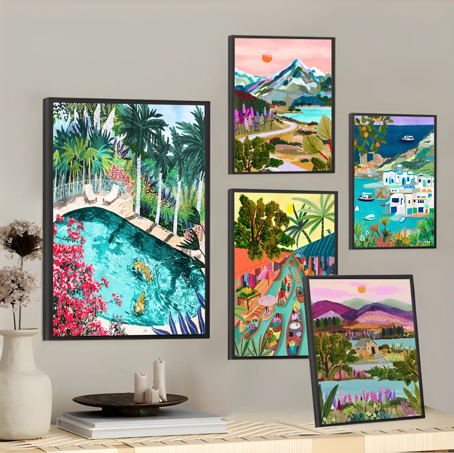 

New Zealand Blue Pools Lake Travel Classic Anime WhitePaper Poster Wall Art Painting Study Nordic Home Decor