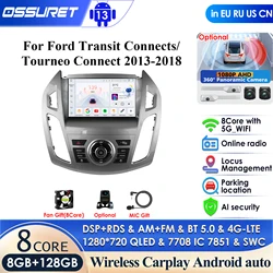 Carplay Android 14 2Din Car Radio GPS for Ford Transit Connect 2013 -2018 Ford Tourneo Connect Multimedia Video Player Autoradio