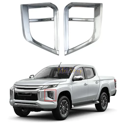 2pc New Car ABS Chrome Accessories Plated Front Fog Lamp Cover Trim Paste Style For Mitsubishi Triton L200 2019 2020 2021 2022