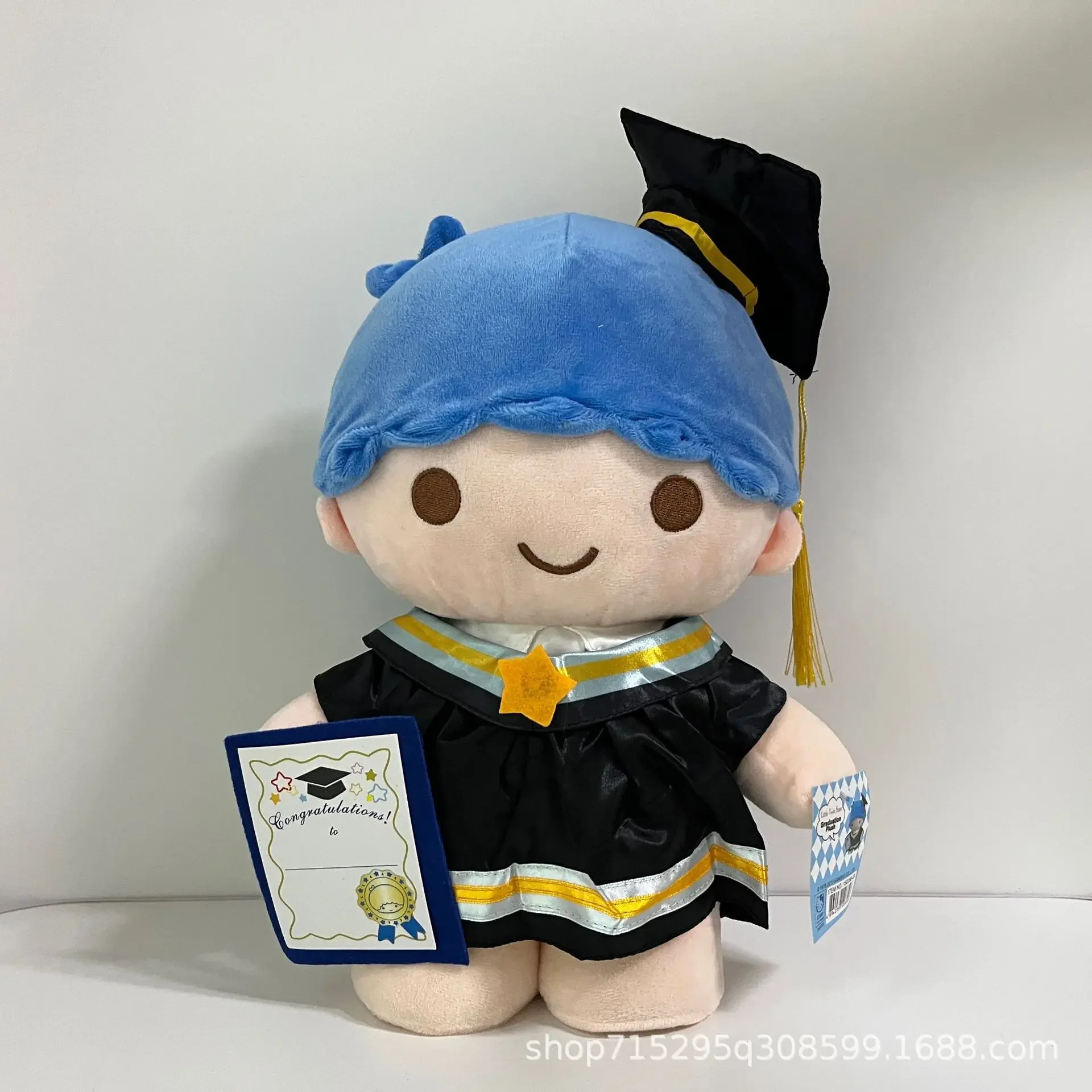 35Cm Large Size Sanrio Little Twinstars Kiki Graduation Doctoral Costume Plush Toy pillow Sofa Decoration Couple Graduation Gift
