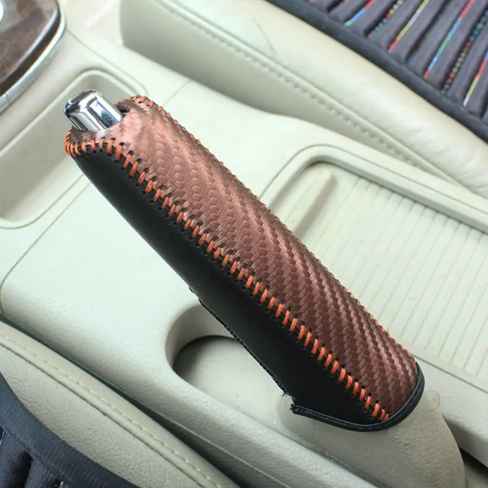 Durable PU Leather Car Handbrake Cover Anti-slip Easy to Install Handbrake Grip Cover Car Hand Brake Sleeve Car Accessories