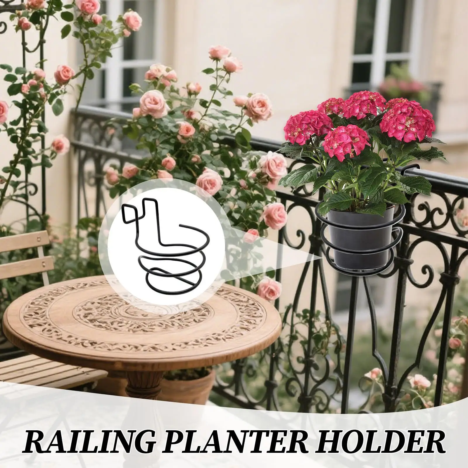 Railing Planter For Outdoor Plants Iron Fence Planter Flower Pot Holder Baskets For Metal Garden Outdoor Indoor Patio Decor