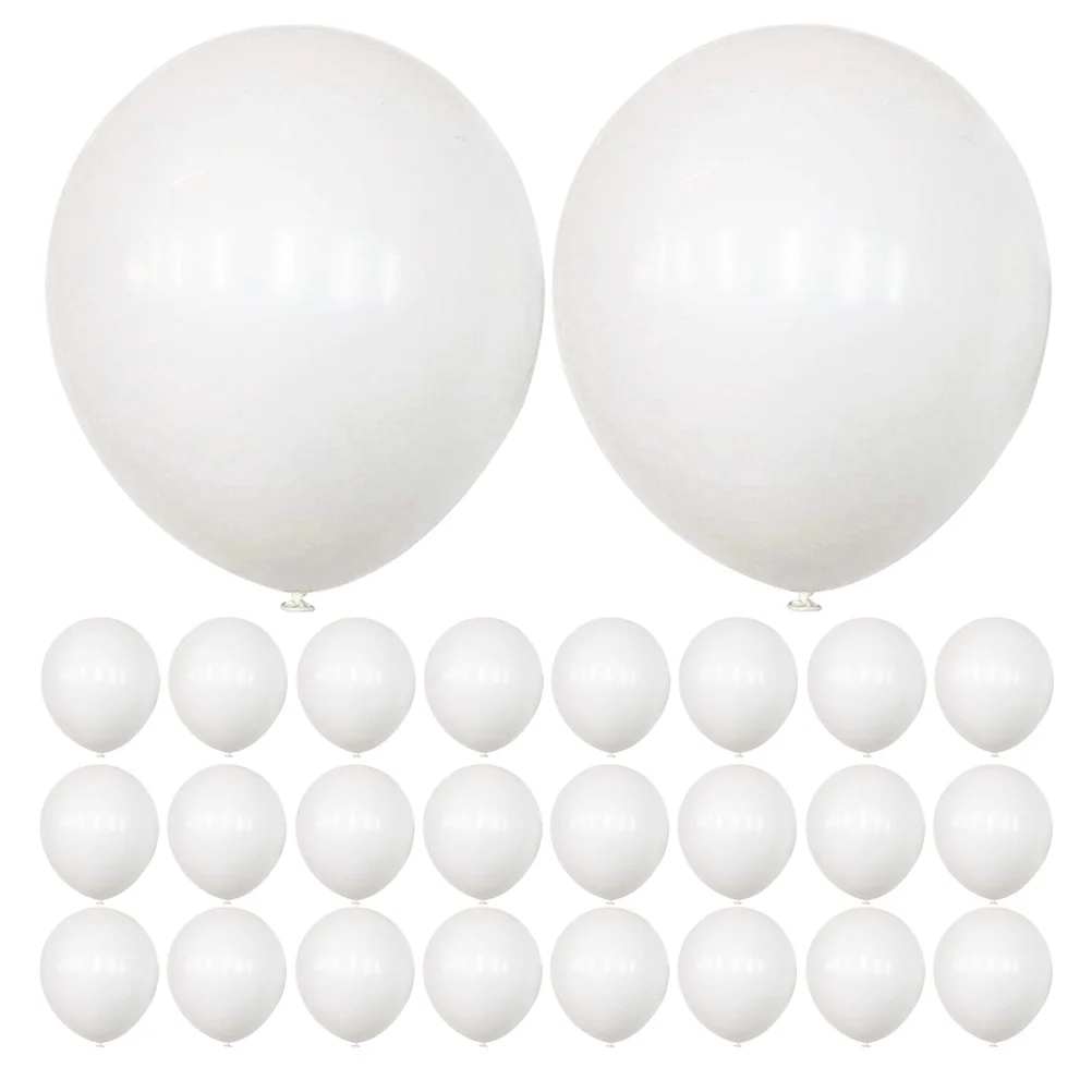 

200Pcs White Party Balloons Latex Round Elastic Wedding Birthday Balloon Decorations Background Engagement Balloons