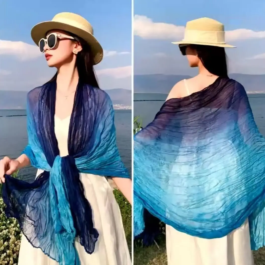 Large Printed Lightweight Scarf for Women Soft Sheer Beach Wrap Summer Shawl Head Scarf for Travel and Daily Wear