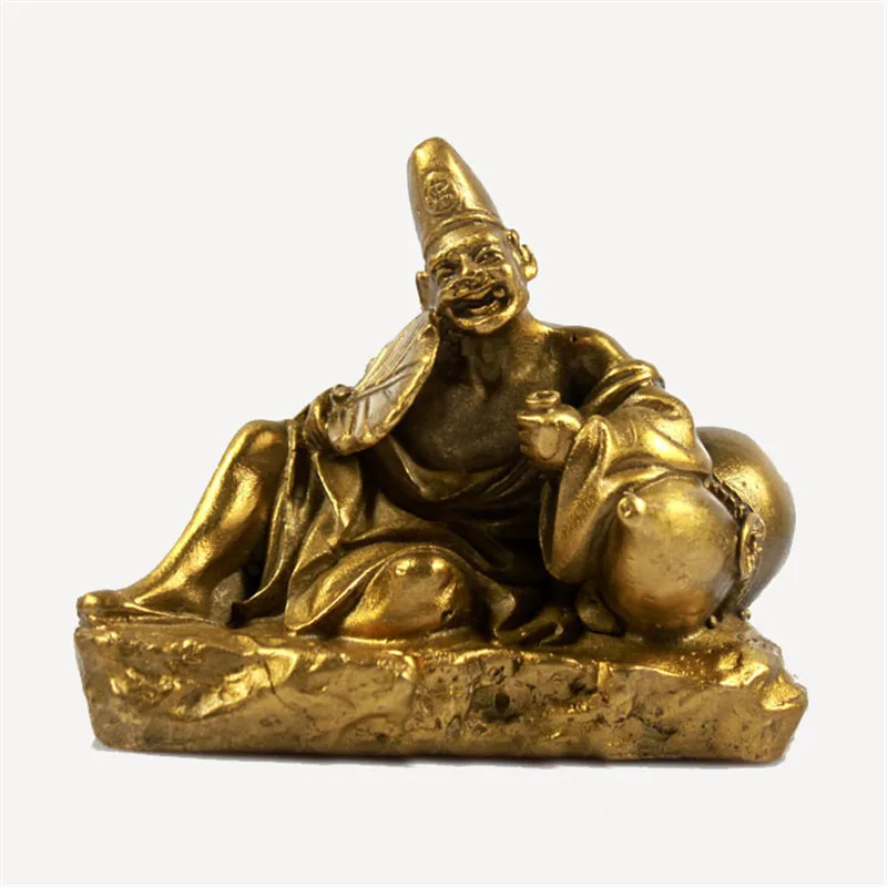 Figurine Holding Gourd, Brass Jigong Buddha Statue, Craftsmanship, Metal Craft, Copper 757324, Figure for Home Decor