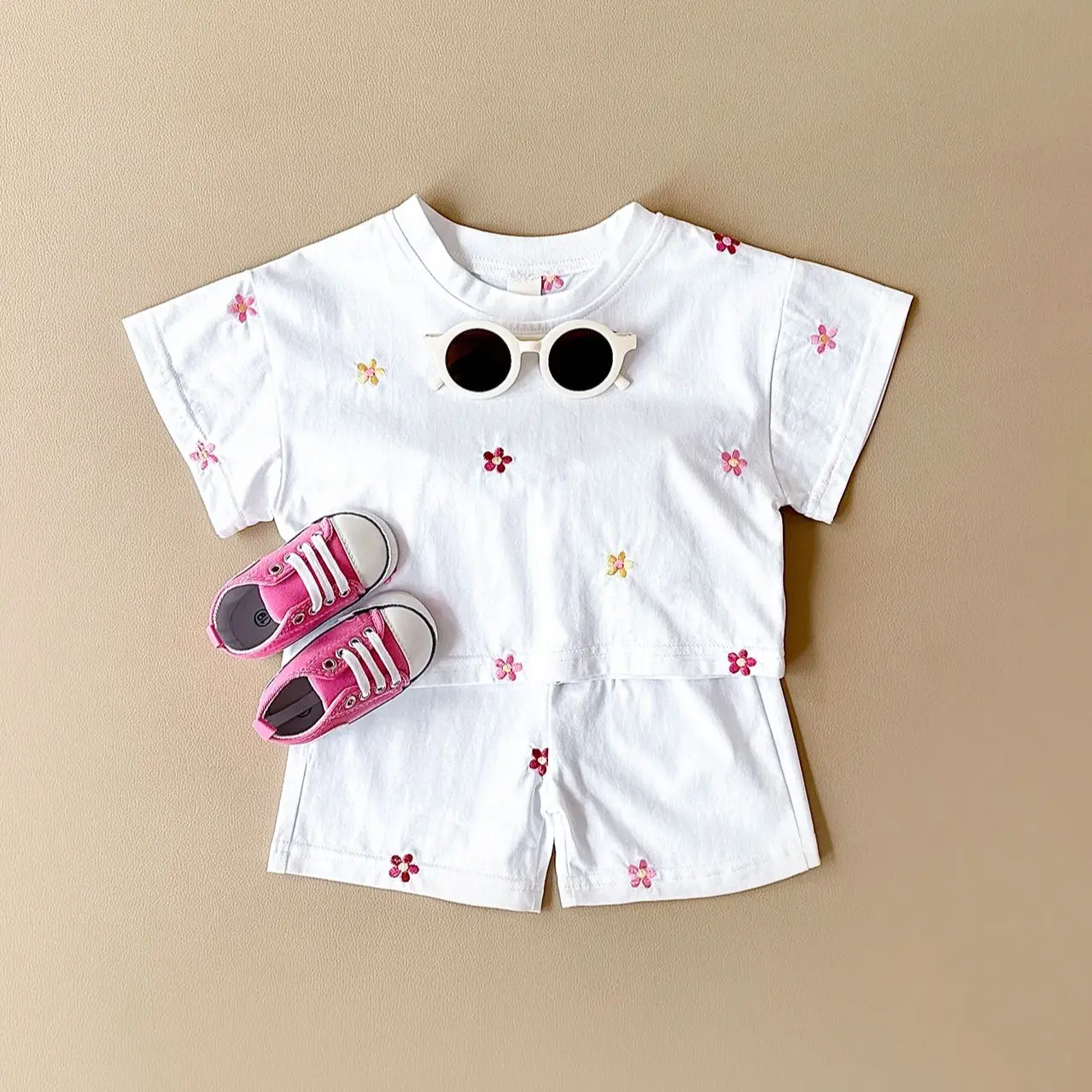 Newborn Baby Summer Baby Girls Clothing 2PCS Cotton Small Flower Print Short Sleeved T-shirt+Shorts 0-3Y Casual Infant Set