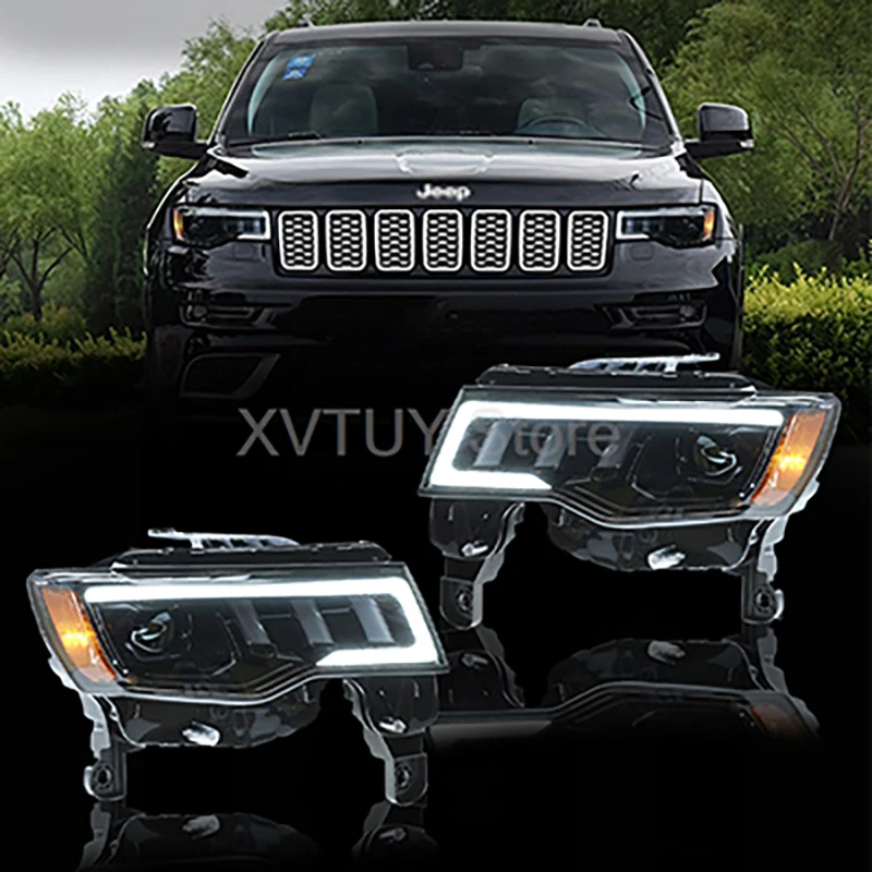 

Для 14-22 Jeep Grand Cherokee светодиодные DRL автомобильные фары Стайлинг фары 2014-2022 в сборе ходовые огни динамический указатель поворота ремонт