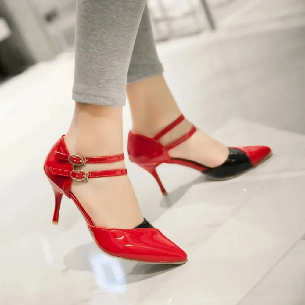 High Heels New Sale Gladiator Sandals Women Fashion Pointed Toe Buckle Strap Party Drees Office Shoes Pumps Big Size 46 47 7-5