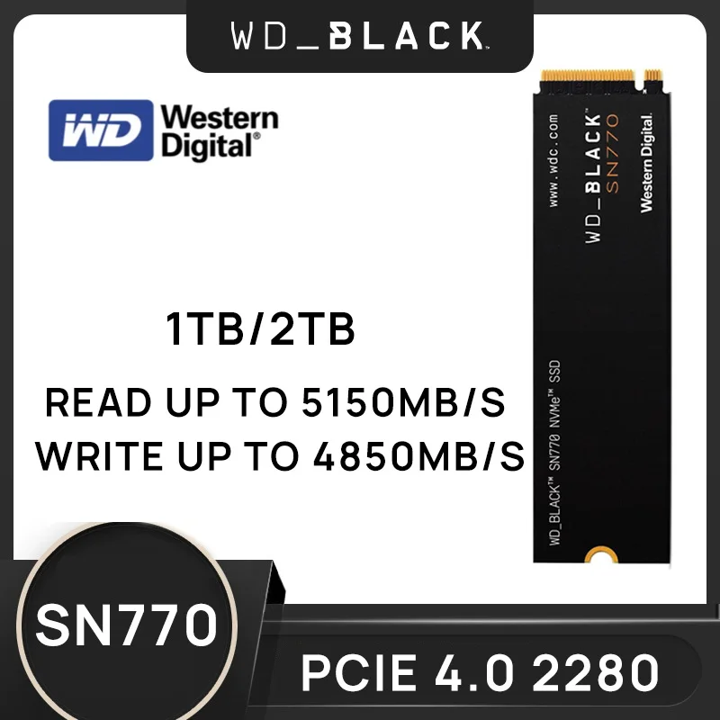 Western Digital SN770 PCIe Gen 4.0x4 NVMe SSD WD_BLACK M.2 500 ГБ 1 ТБ 2 ТБ Высокоскоростной Твердотельный Накопитель Для Игр...