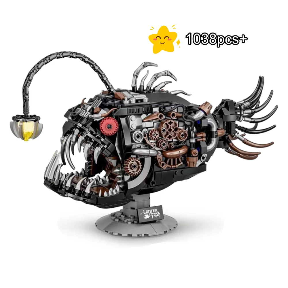 

2025 NEW Mechanical Lantern Fish Building Blocks for Kids MOC Assembling Model Bricks Toys Birthday Christmas Halloween gifts