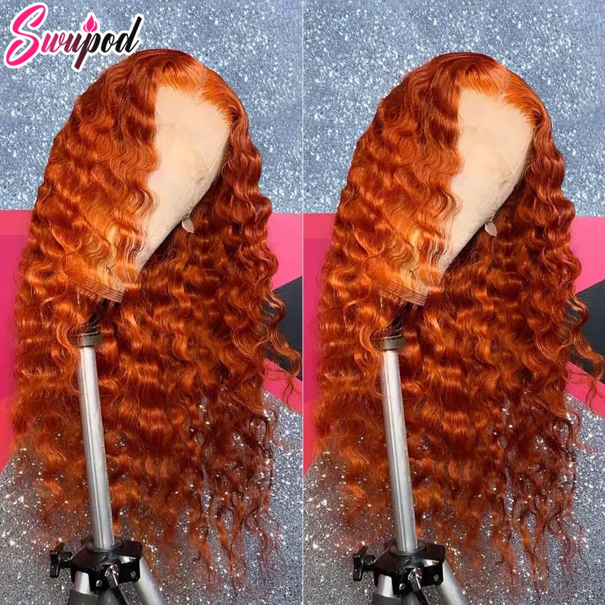 Ginger Orange HD 13x4 13x6 Front Wigs Transparent Lace Frontal Wig Human Hair Bone Deep 360 Full Human Hair Lace Front Wig