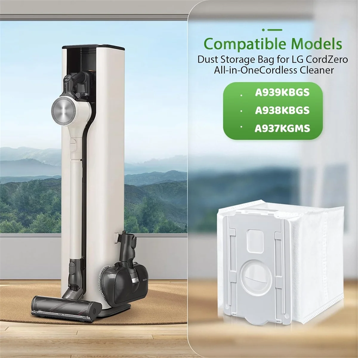 LG 코드제로 올인원 무선 청소기용 진공 먼지 봉투, 먼지 처리 진공 교체 가방