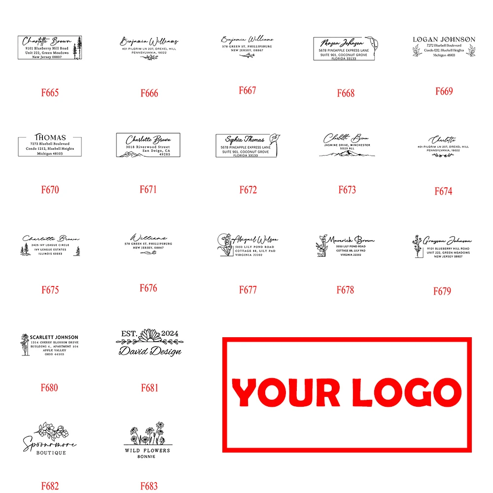 Custom Embosser Personalized Rectangular Logo Design Seal Custom Number Address Text Stamps for DIY Handwriting Name Paper Card