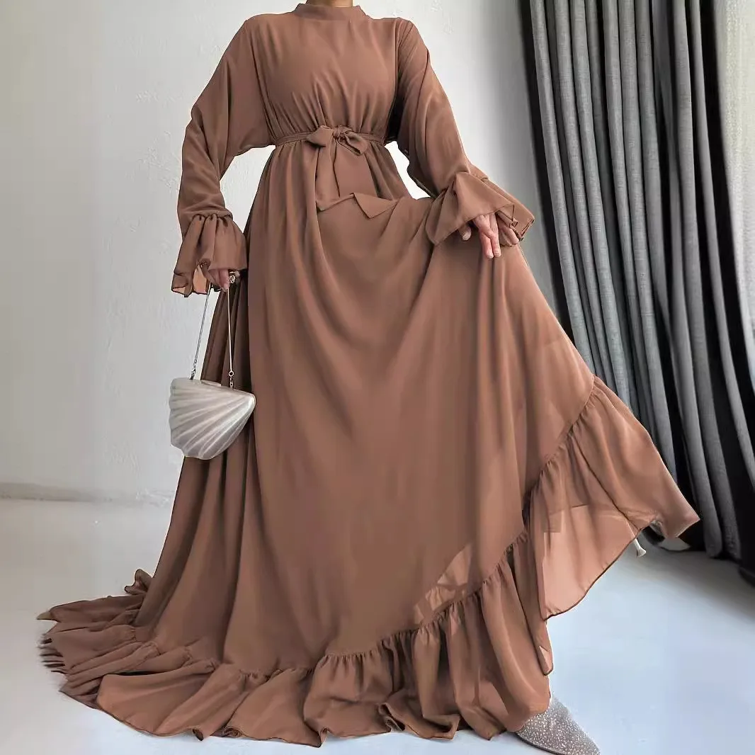 Eid Muslim Dress Women Abaya Jalabiya Sashes Ramadan Morocco Dubai Abayas Modest Arab Long Robe Kaftan Islam Party Vestidos