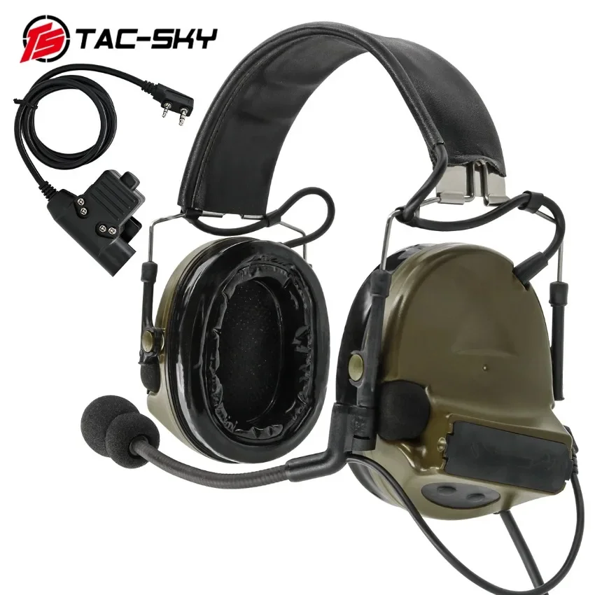 

TAC-SKY Tactical Headset COMTAC II Electronic Shooting Noise Cancelling Pickup Hearing Protection Protective Headset + U94 PTT