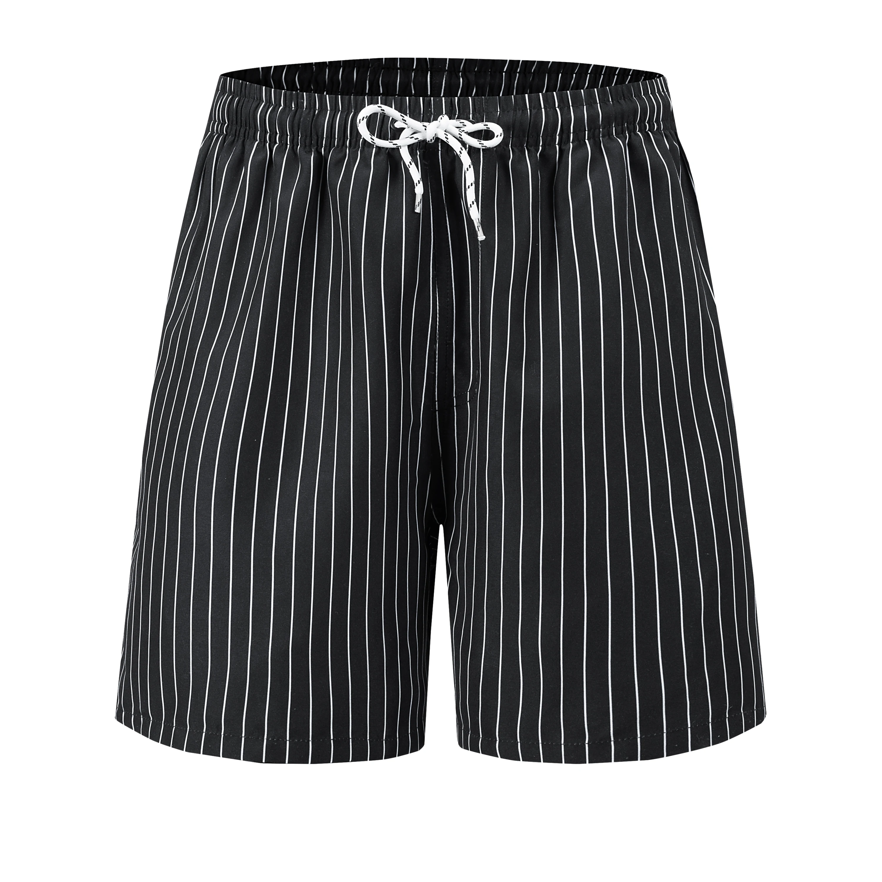 

Men Vertical Striped Casual Shorts Elastic Drawstring Waist Loose Soft Summer Beach Daily Wear Short Pants