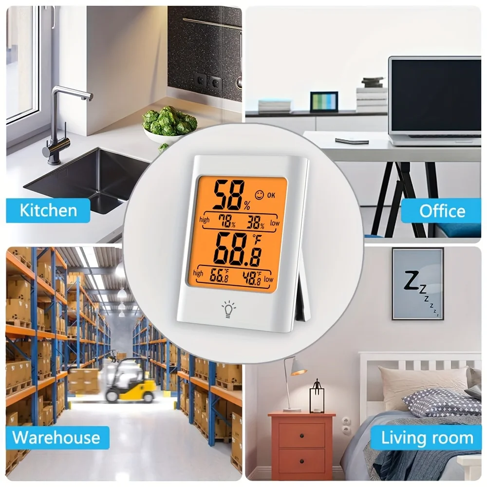 Indoor Digital Thermometer Hygrometer with Maximum and Min Humidity and Temperature Recording, Smart Temperature Humidity Monito