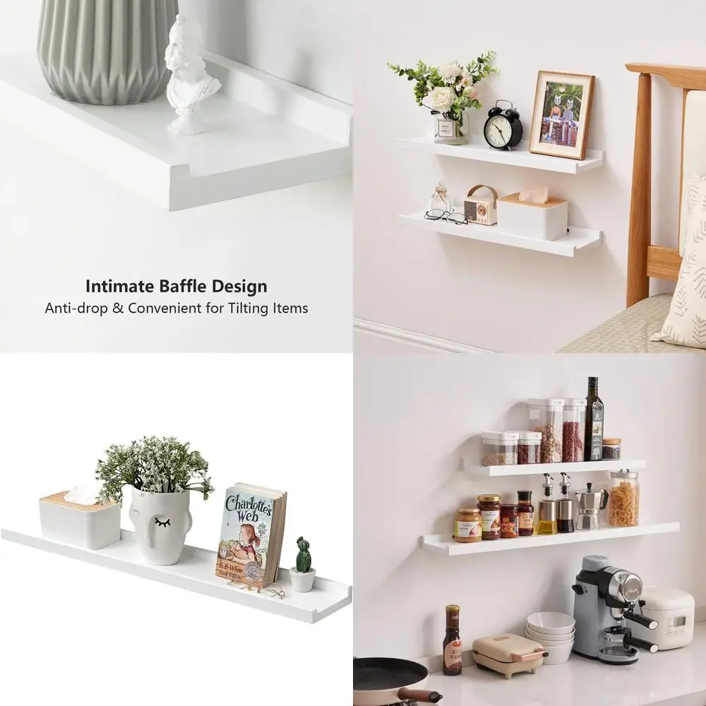 

36 Wide Oak Wall Shelves - Display Ledges for Home, Office, and Kitchen Storage