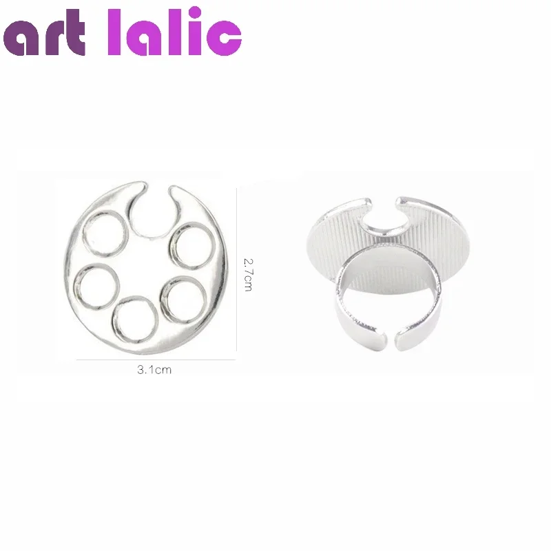 Cute round Footprint Mini Nail Art Color Palette with Finger Ring Design UV Gel Painting Mixing Tool for Manicure