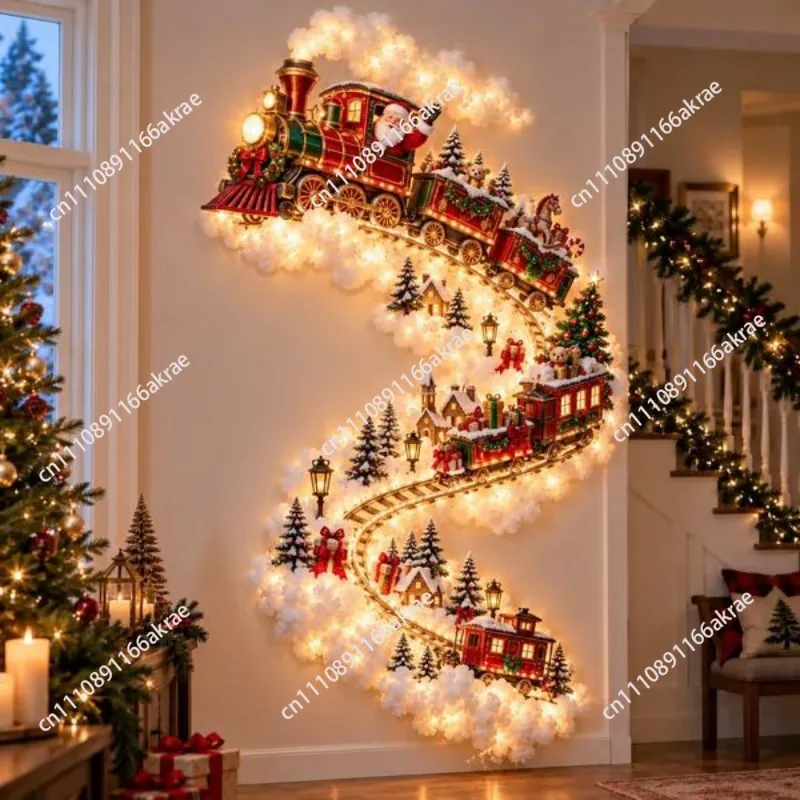 New Christmas Star Spiral Decor Christmas Trail Wall Lights Wooden Crafts