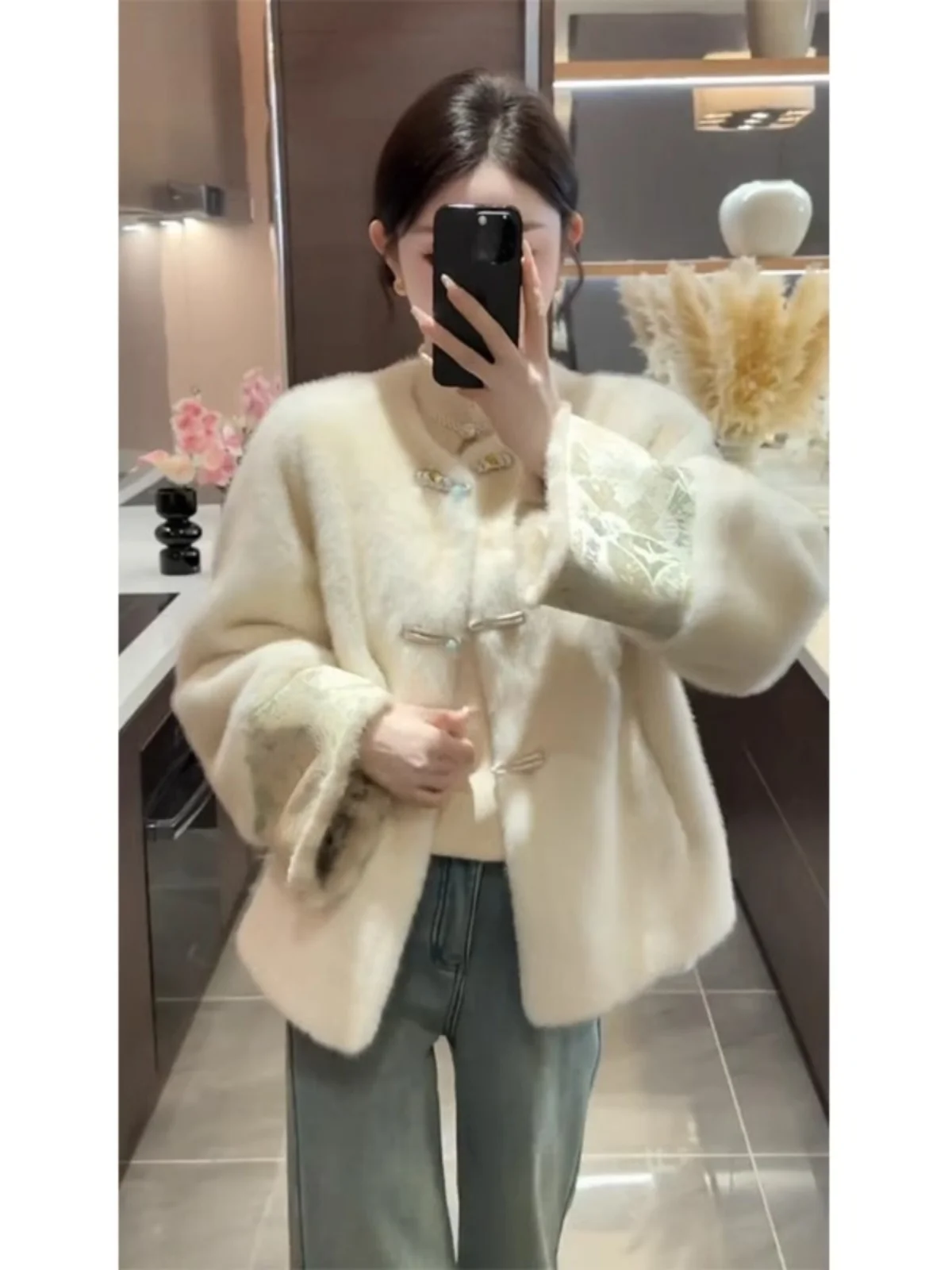 

New Chinese Style Short Fur Coat Cute Small Size High End Sensation Super Beautiful Trendy Top Spring Youth Daily Wear Warm P...