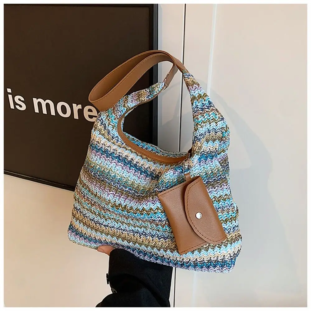 Fashion Woven Shoulder Bag Rattan Large Capacity Tote Bags Handmade Braid Big Handbags for Women Girls