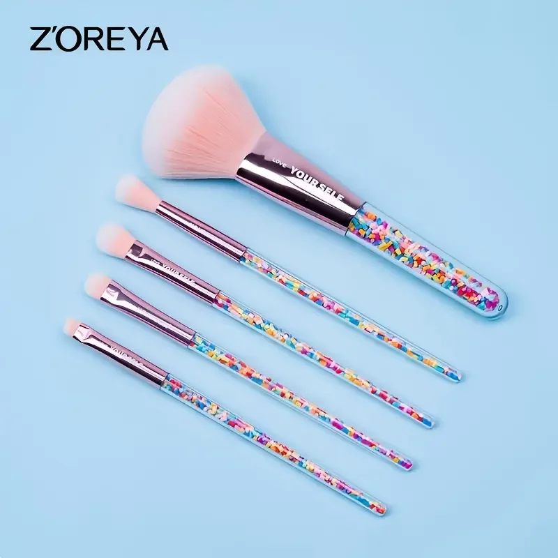 ZOREYA-Ensemble de pinceaux de maquillage pour femmes et filles, manche en acrylique pailmétrage, poudre, fard à joues, fard à barrage, outils de maquillage