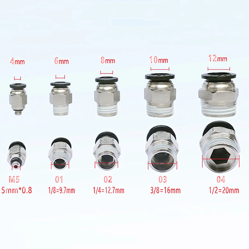 PC Pneumatic Tube Connector The Air Compressor Parts Straight Push In Pneumatic Fitting 1/2