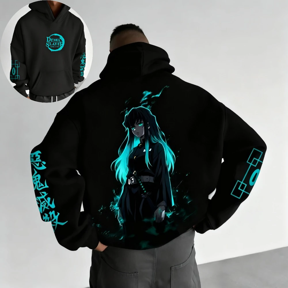 

Demon Slayer: Kimetsu no Yaiba Men Hoodie Sweatshirt Tokitou Muichirou Anime Spring Autumn Boy Long-sleeved Parent-child Outfit