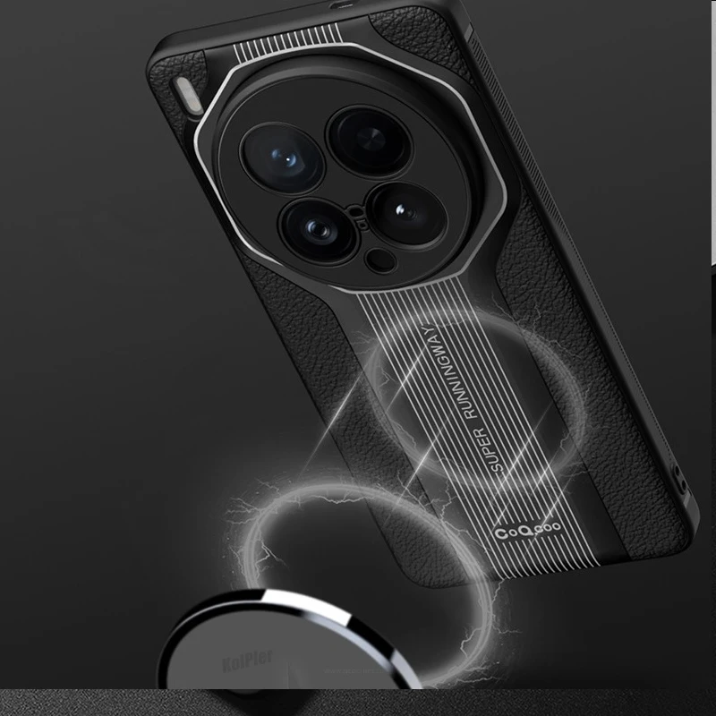 

Luxury Litchi Veins Silicone Phone Case For VIVO X200 Ultra X200S Magnetic Soft Painting TPU Armor Cover Coque For X200Ultra