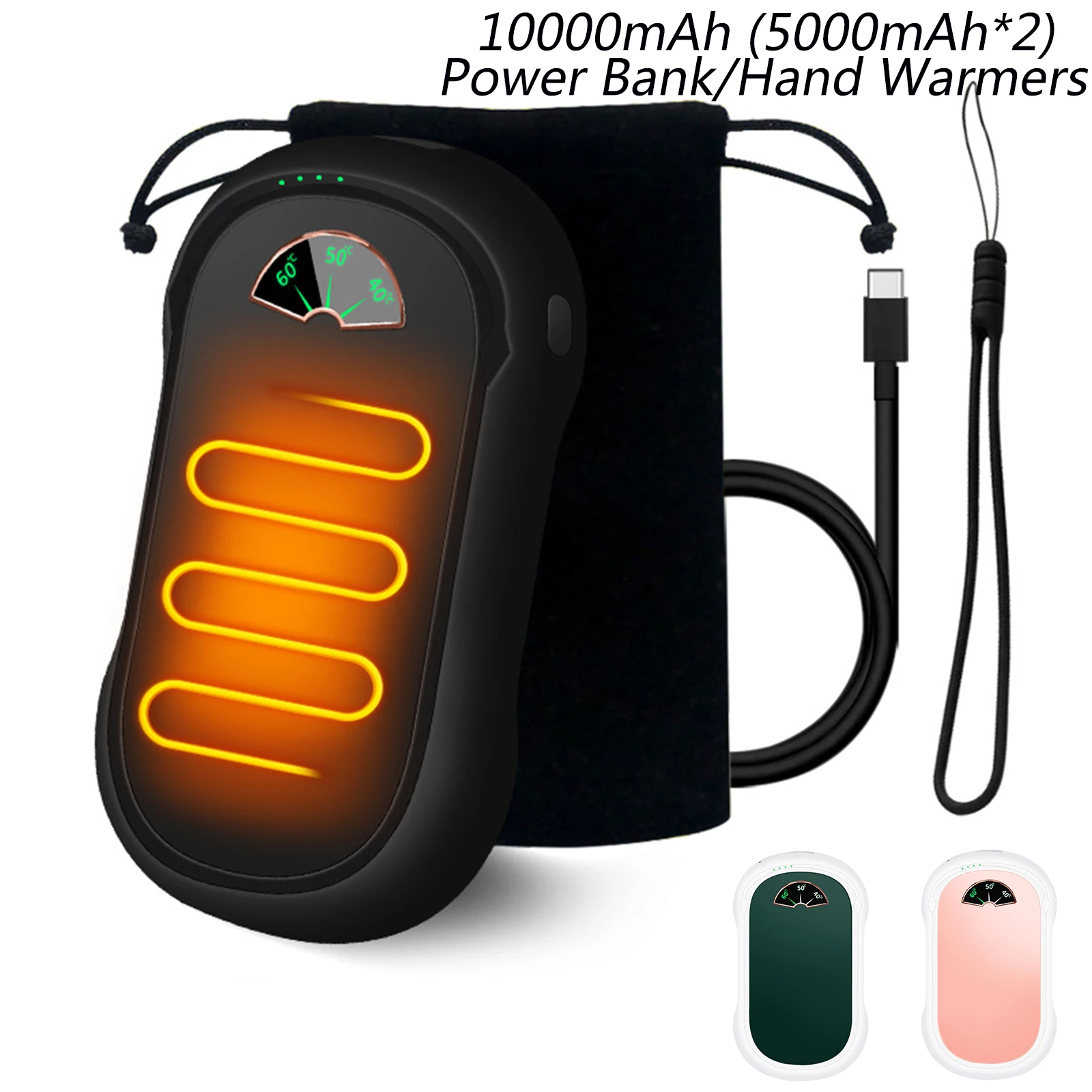 10000mAh 2IN1 MAGNETIC HAND WARMERS portable Power Bank outdoor camping Hand Heater USB Phone Charger Lasting Heating warm Gift