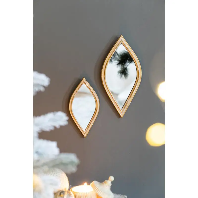 مجموعة من 2 مرايا حائط صغيرة مزخرفة، 4.5 × 9.5 بوصة، لهجة أنيقة لديكور المنزل #6