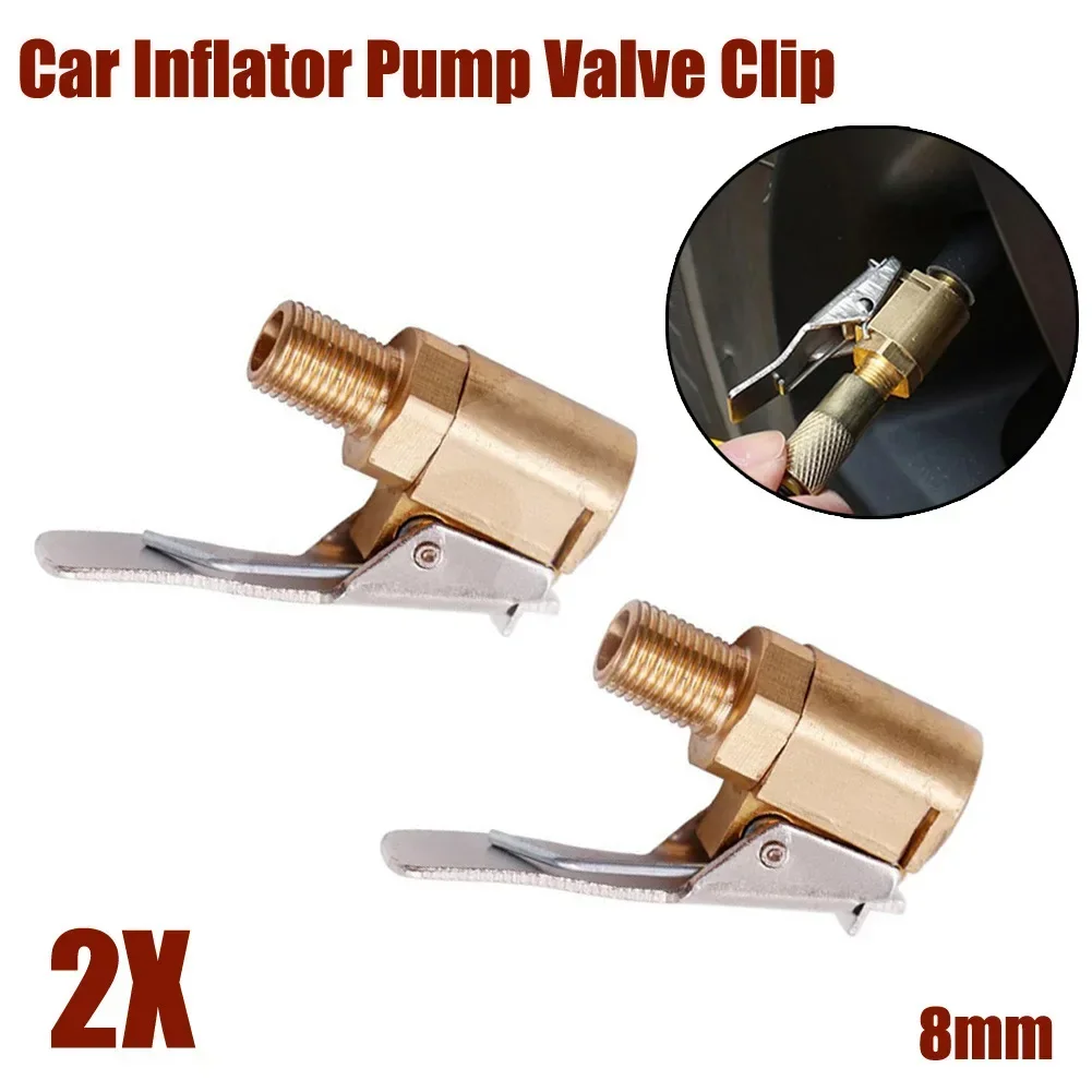 2pc Tyre Valve Air Tire Chuck Inflator Pump Connector Adapter Clip On Car 8mm  Car Tire Inflator Tire Valve Connector