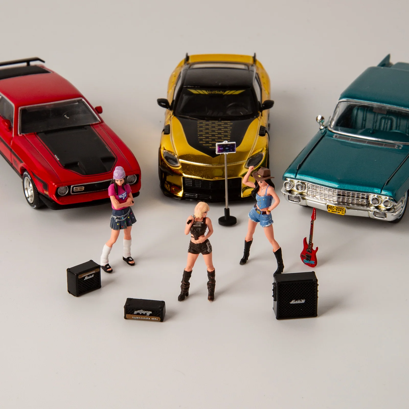 Figuras de Mujer a Escala 1/64, Miniaturas de Resina, Accesorios de Diorama de Banda Musical para Exhibición de Modelos de Coches a Escala, Pintadas a Mano, Modelo AFA