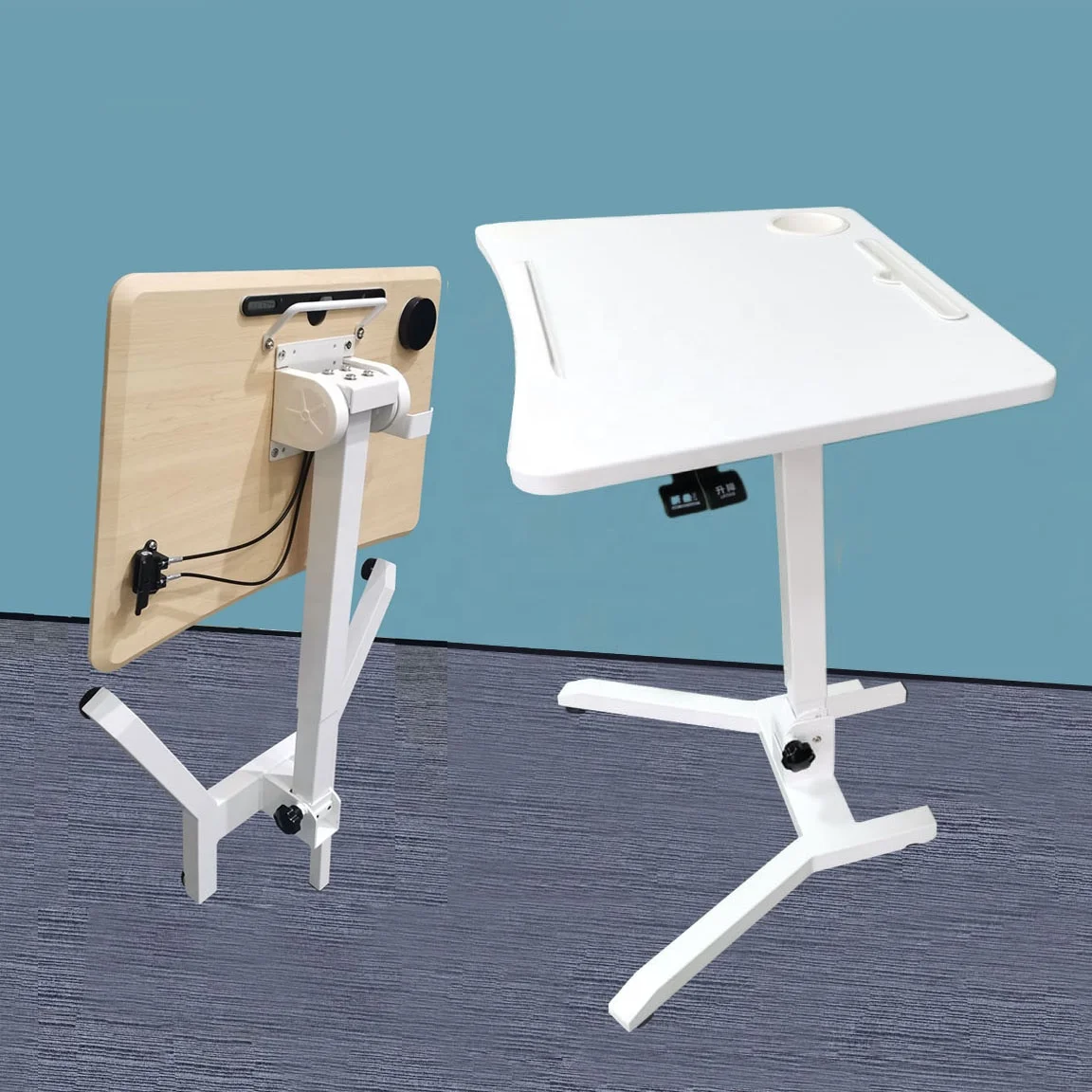 Small Space Solution Modern Height Adjustable Ergonomic Desktop Office Desk Pneumatic Adjustable Table Top Foldable Stackable