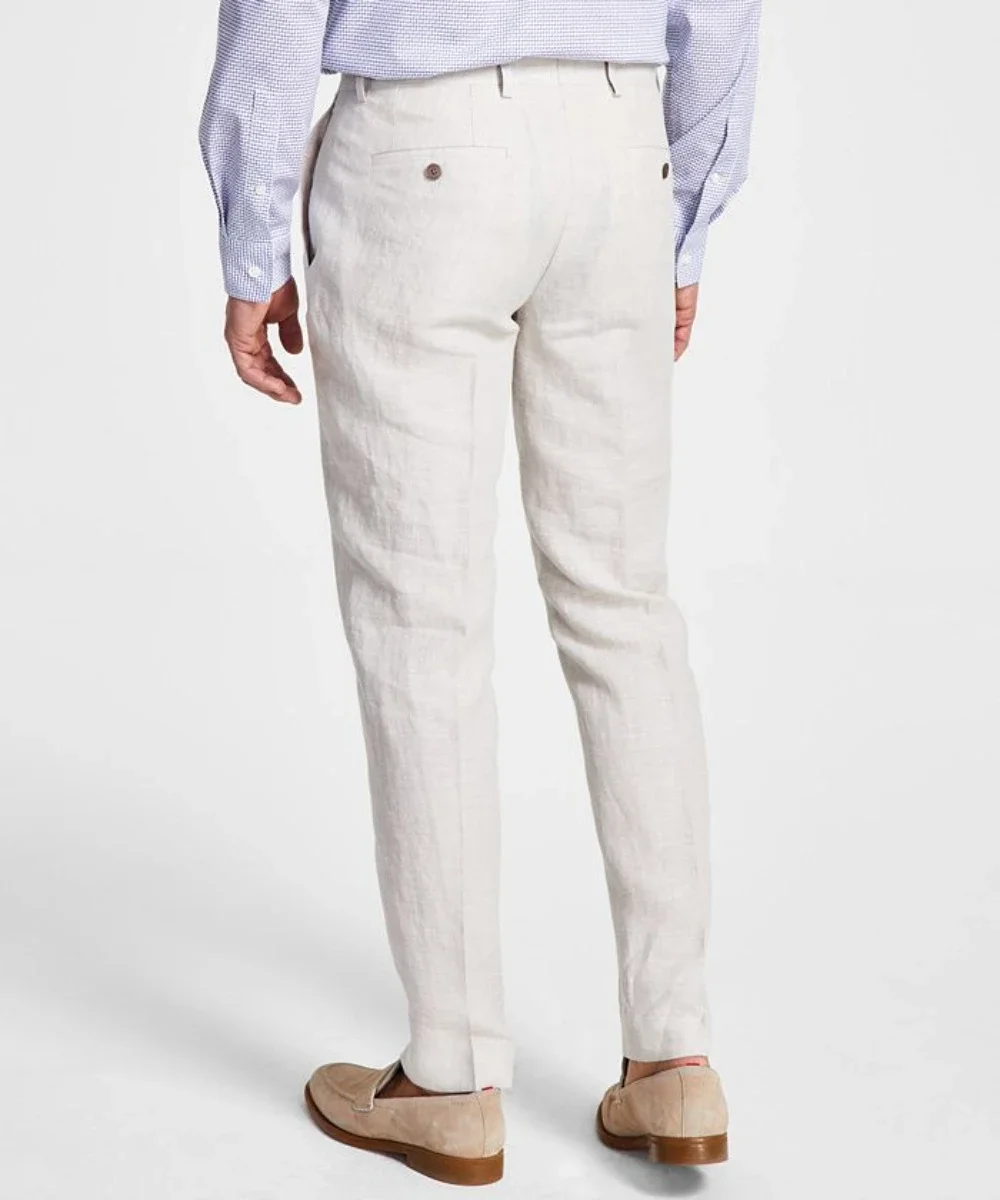White Summer Linen Elegant Suit Pants For Men Smart Casual Slim Fit Blazers Business Hombre High Quality Custom Costume Homme
