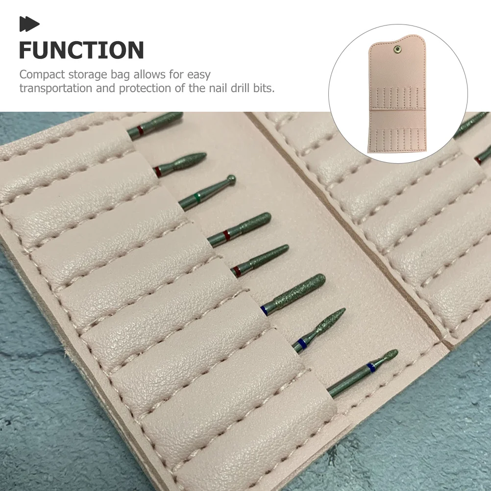 Porte-forets à ongles, sac de rangement à 16 trous, organisateur Compact en PVC épais pour la Protection professionnelle des outils à ongles