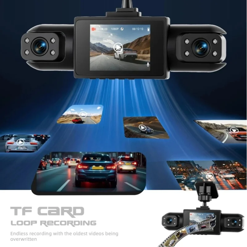 4-kanałowy rejestrator jazdy samochodowej w rozdzielczości 1080P HD, wbudowany w samochód, z funkcją nagrywania w pętli, inteligentnym systemem wykrywania ruchu, wyjątkowo wyraźnym obrazem w nocy, — 2