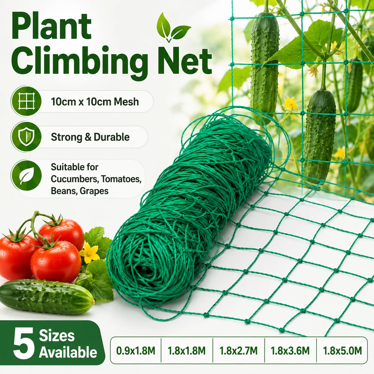 1-2Pcs Heavy Duty Polyester Trellis Net, Garden Square Mesh Plant Support Net for Climbing Vegetables, Cucumber, Tomato, Beans