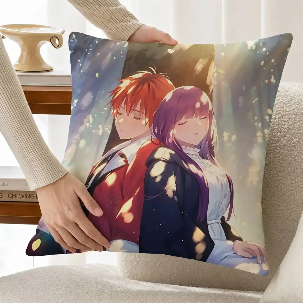 Anime Fern and Stark Customizable Square Pillow case Double Sided Print Sofa Bedroom Decor Cushion Cover