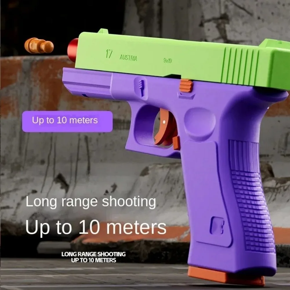 Carcasa de lanzamiento G17, tiro automático, bala suave de rábano, pistola de juguete de disparo continuo, juego de tiro deportivo al aire libre para niños