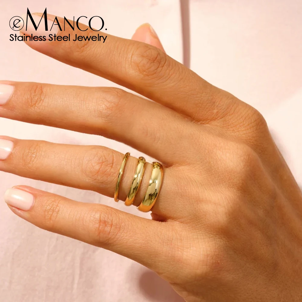 eManco Minimalist Personalized Frosted Stainless steel Women's ring Gold Color/Silver Color Girl Jewelry Gift