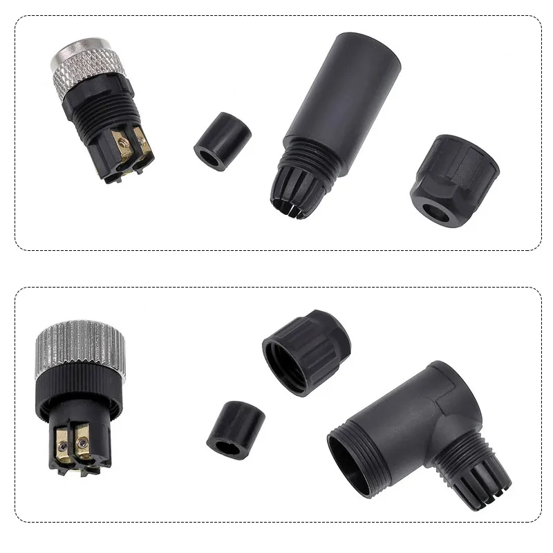 M8 Sensor Connector Non-welding screw connection Metal A Code Bend Angle 3pin 4pin IP68 Straight Waterproof Connectors