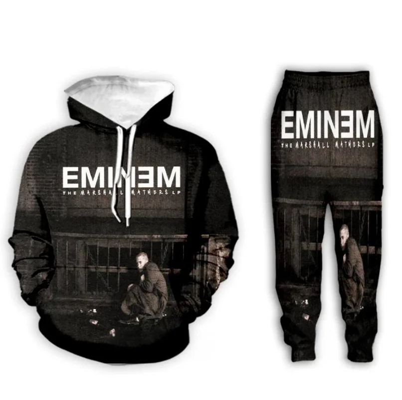 Hot EMINEM 3D Print Men\'s Women\'s Tracksuit Sets Casual Hoodie+Pants 2pcs Sets Oversized Kids Hoodies Two Piece Set