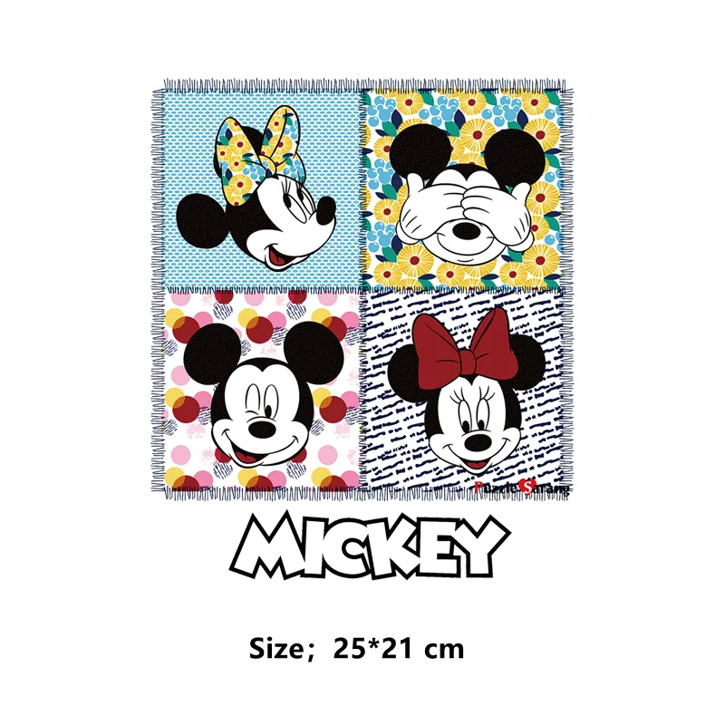 Disney Minnie AND Mickey clothes stickers Iron on patches thermal stickers for children t-shirt print